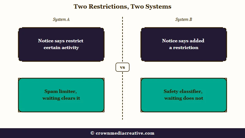 Instagram spam limiter versus safety classifier restriction