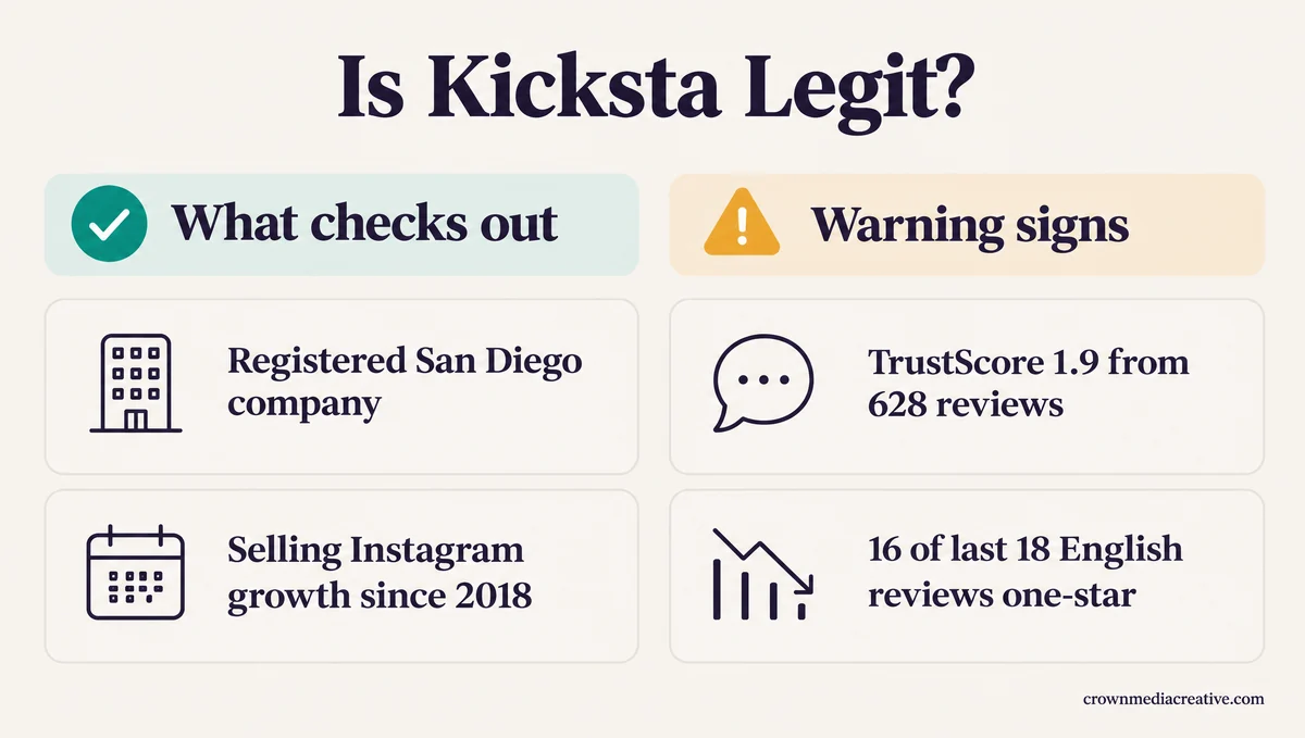 Kicksta company facts and Trustpilot rating